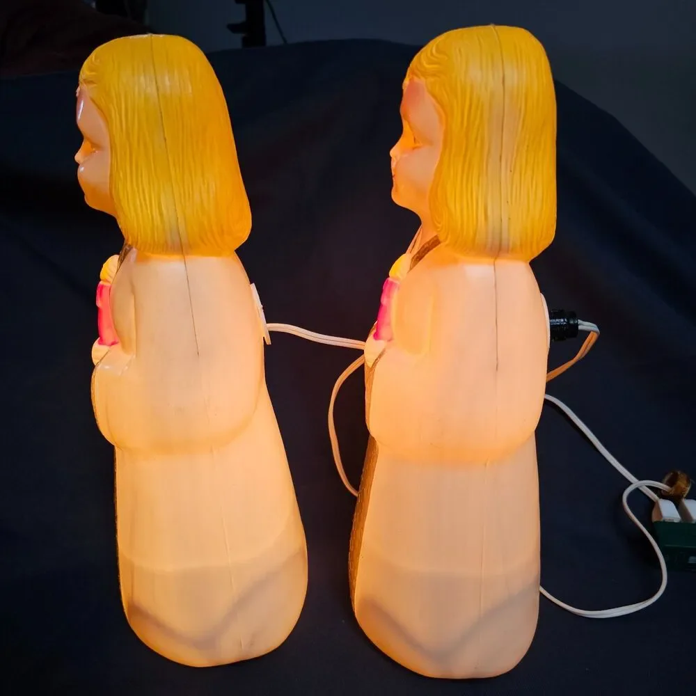 Pair Choir Angel Christmas Blowmolds 1970s Union Products Inc. 13.5